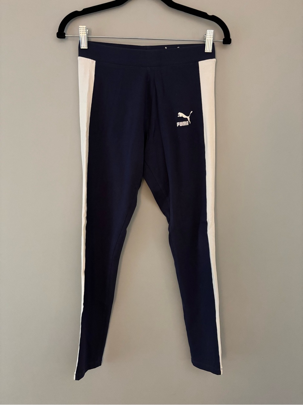 Puma navy cotton leggings with sporty white stripes - Medium